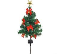 HpLive Mini albero di Natale solare per esterni, 75 cm, con LED, campane e palline, decorazione da giardino impermeabile per Natale e stagione invernale(B)