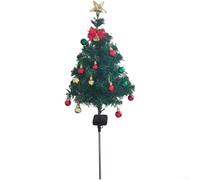 HpLive Mini albero di Natale solare per esterni, 75 cm, con LED, campane e palline, decorazione da giardino impermeabile per Natale e stagione invernale (A)