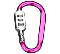 HpLive Moschettone, in lega di alluminio, a forma di D, con lucchetto a combinazione a 3 cifre, chiusura di sicurezza per zaino, bagaglio da viaggio (rosso rosa)