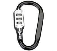 HpLive Moschettone, in lega di alluminio, a forma di D, con lucchetto a combinazione a 3 cifre, chiusura di sicurezza per zaino, bagaglio da viaggio (nero)