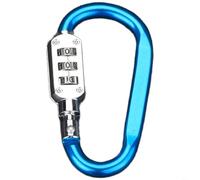 HpLive Moschettone, in lega di alluminio, a forma di D, con lucchetto a combinazione a 3 cifre, chiusura di sicurezza per zaino, bagaglio da viaggio (blue)