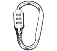 HpLive Moschettone, in lega di alluminio, a forma di D, con lucchetto a combinazione a 3 cifre, chiusura di sicurezza per zaino, bagaglio da viaggio (argento)