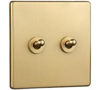 HpLive Presa con interruttore a levetta in ottone vintage, 86 x 86 mm, con pannello ignifugo in PC e meccanismo autobloccante per casa e hotel, oro (2 vie)