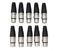 HpLive Set di 10 connettori XLR per DMX a 3 poli e presa per cavo microfono audio, contatti in ottone di alta qualità con alloggiamento in plastica, adatto per professionisti (argento)