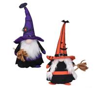 HpLive Set di 2 statuine fatte a mano per Halloween, decorazione da tavolo, gnomi, bambole, per il soggiorno