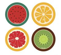 HpLive Set di 4/5 sottobicchieri a base di frutta, morbidi, assorbono acqua, antiscivolo, resistenti al calore, 14 cm