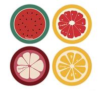 HpLive Set di 4/5 sottobicchieri a base di frutta, morbidi, assorbono acqua, antiscivolo, resistenti al calore, 14 cm