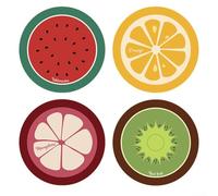 HpLive Set di 4/5 sottobicchieri a base di frutta, morbidi, assorbono acqua, antiscivolo, resistenti al calore, 14 cm