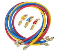 HpLive Set di tubi HVAC a tre colori con valvola a sfera compatta per raffreddamento dell'aria condizionata R410A R134A, 1/4", lega di ottone, 1,5 m, 1,8 m(A)