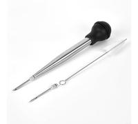 HpLive Siringa per arrosti, siringa per carne in acciaio inox con capacità di 5,5 once, due aghi per iniezione per marinate fini e grossolane