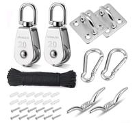 HpLive Sistema di puleggia M20 in acciaio inox con corda di nylon da 20 m, portata 150 kg, per giardino officina