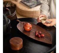 HpLive Vassoio da portata in legno di noce fatto a mano, per tè, caffè, dessert snack, con manico (A)