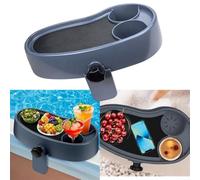 HpLive Vassoio regolabile per piscina con portabevande - Vassoio antiscivolo per vasca da bagno con clip di fissaggio
