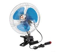 HpLive Ventilatore per auto con morsetto di base, 12 V/24 V, raffreddamento a 2 velocità, valvola girevole per auto con copertura antivento in metallo, per camion, barche, SUV, camper (6 pollici, 12