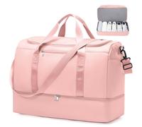 HPLQQ Grande Borsone da Viaggio Donna Bagaglio a Mano, Borsa Sportiva Borsone da Palestra con Scomparto per le Scarpe, Borsa da Weekend, Ospedale Parto, Danza, 50L,D06-Rosa