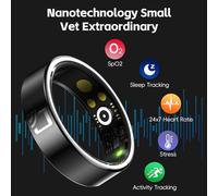 HPLSZCN Smart Ring for Men Women with Charging Case, Multi-Sport Mode Pedometer, Heart Rate, SpO2, Sleep, IP68 Waterproof, Fitness Activity Tracking Ring Android iOS, Size 8 (Black-ceramica, 12)