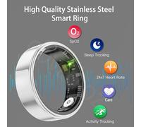 HPLSZCN Smart Ring for Men Women with Charging Case, Multi-Sport Mode Pedometer, Heart Rate, SpO2, Sleep, IP68 Waterproof, Fitness Activity Tracking Ring Android iOS, Size 8, Black (silver, 9)