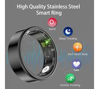 HPLSZCN Smart Ring for Men Women with Charging Case, Multi-Sport Mode Pedometer, Heart Rate, SpO2, Sleep, IP68 Waterproof, Fitness Activity Tracking Ring Android iOS, Size 8, Black (Black, 13)