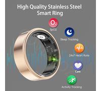 HPLSZCN Smart Ring for Men Women with Charging Case, Multi-Sport Mode Pedometer, Heart Rate, SpO2, Sleep, IP68 Waterproof, Fitness Activity Tracking Ring Android iOS, Size 8, Black (Gold, 10)