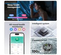 HPLSZCN Smart Ring for Men Women with Charging Case, Multi-Sport Mode Pedometer, Heart Rate, SpO2, Sleep, IP68 Waterproof, Fitness Activity Tracking Ring Android iOS, Size 8, Black (silver, 10)