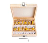 HPMAISON 12 Pezzi Set Frese Per Legno, Attacco da 6,35 mm 1/4" Set di Punte per Router Con Punta in Carburo di Tungsteno Con Chiave Esagonale, Set di Bit del Router Per la Lavorazione del Legno