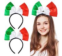 HPMAISON 2 Pezzi Bandiera Italiana Fascia per capelli Rosso & Bianco & Verde Tifosi del calcio italiano carnevale giorno nazionale copricapo Arco per capelli Hoop Party Decor per donne e ragazze