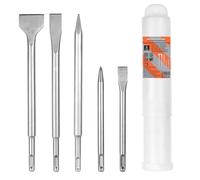 HPMAISON SDS Plus - Set di scalpelli per martello 5 pezzi, piastrelle e cemento, 3 scalpelli piatti e 2 punte