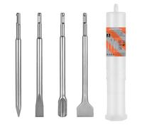 HPMAISON Set di scalpelli SDS Plus, 4 pezzi, SDS Plus, con scalpello a vanga, scalpello piatto, scalpello a punta, scalpello a forma di U per calcestruzzo, muro di mattoni, piastrelle di ceramica,