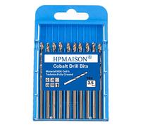 HPMAISON Set Punte Trapano Professionali 10 Pezzi 3.5mm Cobalto M35 HSS-Co Punta per Forare Acciaio Inox, Metallo, Ferro, Alluminio e Legno, Norma DIN 338