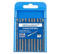 HPMAISON Set Punte Trapano Professionali 10 Pezzi 3mm Cobalto M35 HSS-Co Punta per Forare Acciaio Inox, Metallo, Ferro, Alluminio e Legno, Norma DIN 338