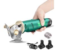 HPMCVE Forbici elettriche per Tessuti, taglierina Rotante Senza Fili con 2 testine di Taglio di Ricambio, taglierina Portatile Ricaricabile con Lama Rotonda, Funzione di affilatura Integrata(70mm)