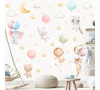 HPNIUB Adesivo da parete con animali, per cameretta dei bambini, 134 x 40 cm (larghezza x altezza), decorazione da parete per cameretta dei bambini, fai da te con circo, giraffa, coniglio