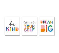 HPNIUB Set di 3 stampe artistiche da parete con frasi motivazionali, senza cornice, con frasi motivazionali, per la camera dei bambini, decorazione per la casa, senza cornice, 30,5 x 40,6 cm