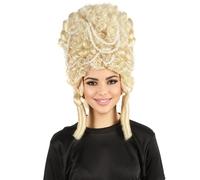 HPO HALLOWEEN PARTY ONLINE Parrucca da donna con alveare - elegante stile regina francese con cappuccio standard traspirante - perfetta per cosplay e Halloween, fibra ignifuga, bionda