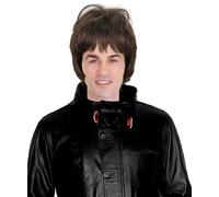 HPO Parrucca da uomo per adulti rock and roll star Liam ispirata al cantante inglese anni '90, parrucca corta ondulata marrone per costumi, Halloween, cosplay e look icona musicale anni '90