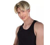 HPO Parrucca Sintetica Bionda Straight Middle Part Costume Anni 90 Boy Band