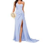HPPEE Abiti da damigella d'onore da donna a una spalla per matrimonio, a sirena, lunghi in raso, da sera, con fessura, Lavanda, 38