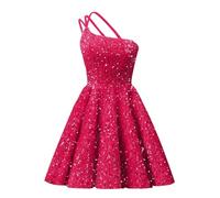 HPPEE Abiti da donna monospalla con paillettes per ritorno a casa per adolescenti senza maniche lunghezza al ginocchio abito da cocktail party, Anguria, 58 Più