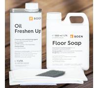 HPS® - Set per la pulizia e la cura del parquet oliato, composto da: 1 l di detergente Boen per parquet + 1 l di olio di finitura incolore + 1 set di salviette