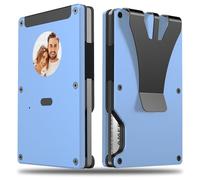 HPSH Air Wallet, portafoglio sottile con tracker integrato, portafoglio intelligente con clip per soldi, compatibile con FindMy Network (solo iOS), porta carte antifurto, regalo da uomo, E Blue, slim