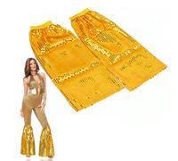 HPSOM Scaldamuscoli con paillette, oro da donna, 1 paio, anni '70, anni '80, in stile retrò, con brillantini, per carnevale, feste a tema