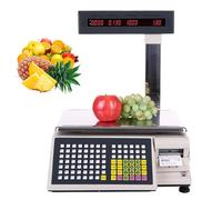 HPTHLY Bilancia Digitale per Il Calcolo del Prezzo, capacità 15 Kg/30 kg, con Stampa di Etichette, Lettore di Codici A Barre, Registratore di Cassa E Display A LED Rosso Fronte-(30 kg)