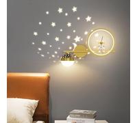 HPTHLY Lampada da parete a LED dimmerabile con astronauta, per camera da letto dei bambini, luna, stella, proiezione a sfera, metà secolo, oro, bianco, nero, lampada da parete per bambini e ragazze