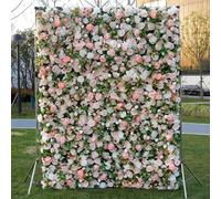 HPTHLY Pannelli di Sfondo per Pareti con Fiori Artificiali di Grandi Dimensioni Fatti A Mano, Rose con Foglie Verdi, Sfondo per Matrimonio, Parete Floreale 3D in Tessu,One Color-2m*2m/6.56 * 6.56FT