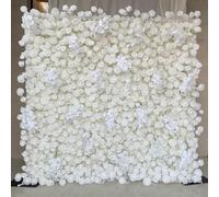 HPTHLY Pannelli di Sfondo per Pareti con Fiori Artificiali Extra Large, Rose Bianche Pure, Romantici, Grandi, Fatti A Mano, in Tessuto, con Fiori Simulati 3D, Decorazi,One Color-1m*2m/3.28 * 6.56FT