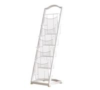 HPTHLY Porta Riviste A 4/5 Ripiani, Porta Riviste in Ferro, Porta Materiale Promozionale, Espositore per Volantini, Scaffali per Libri E Giornali, Porta Opus(Bianco-L)