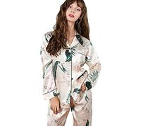 HPTHLY Set Pigiama da Donna in Seta 100% Seta di gelso, 19 Pigiami Lunghi in Pura Seta, Comodi e Morbidi Indumenti da Notte per Le Vacanze, Verde, XL, ML