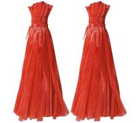 HPWFHPLF Confezione da 100 sacchetti riutilizzabili in rete, versatili, per frutti di mare da 61 cm, per cucinare, giocattoli della spesa, frutta, verdura, con 100 fibbie (rosso, 61 cm)