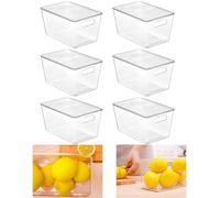 HPYLIF·H Contenitori trasparenti per dispensa, confezione da 6 contenitori per frigorifero, contenitori con manici, contenitori in plastica per credenza, cucina, dispensa, mobiletto (6 pezzi con