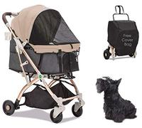 HPZ-PR America Pet Rover Lite - Passeggino leggero da viaggio per cani/gatti/animali domestici, con scomparto convertibile/telaio in alluminio, per animali di piccola e media taglia, colore: tortora